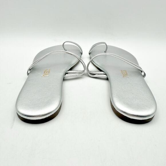 TKEES Womens Leah Flat Sandals US 5 EU 36 Silver Slip On NWOB - Picture 9 of 13